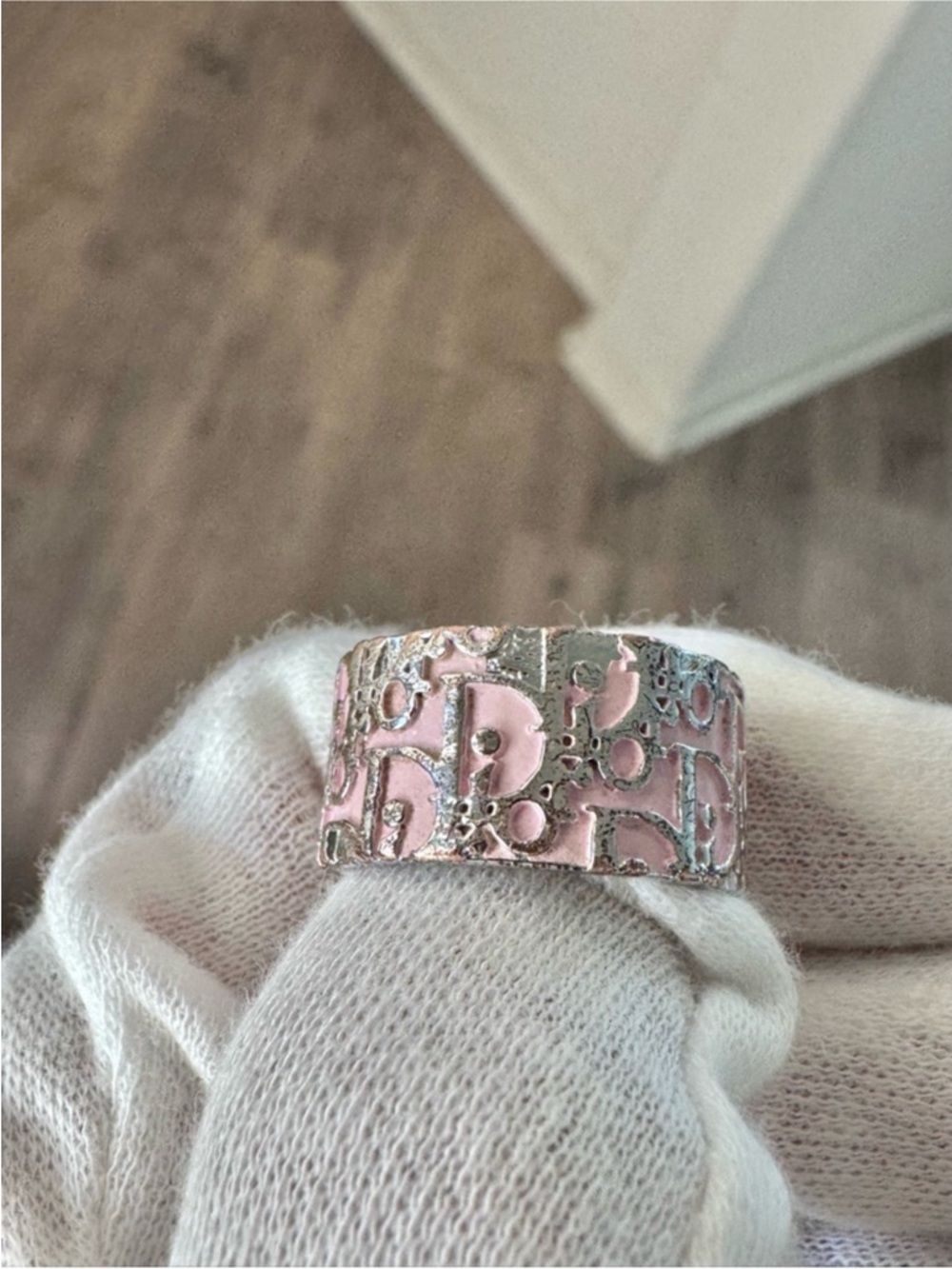 Dior Pink and Silver Trotter Band Ring size 6 w/COA - Picture 9 of 15